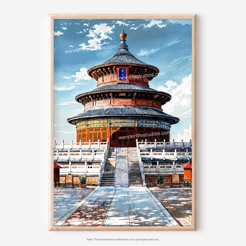 01 - Beijing Forbidden City Watercolor Art - Digital Downloads - Main.jpg