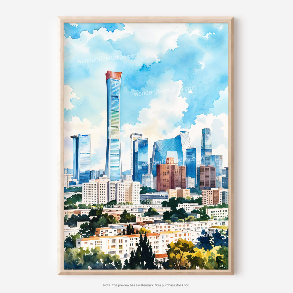 01 - Beijing Skyline Watercolor Art - Digital Downloads - Main.jpg