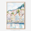 01 - Bergen Norway Houses Watercolor Art - Digital Downloads - Main.jpg