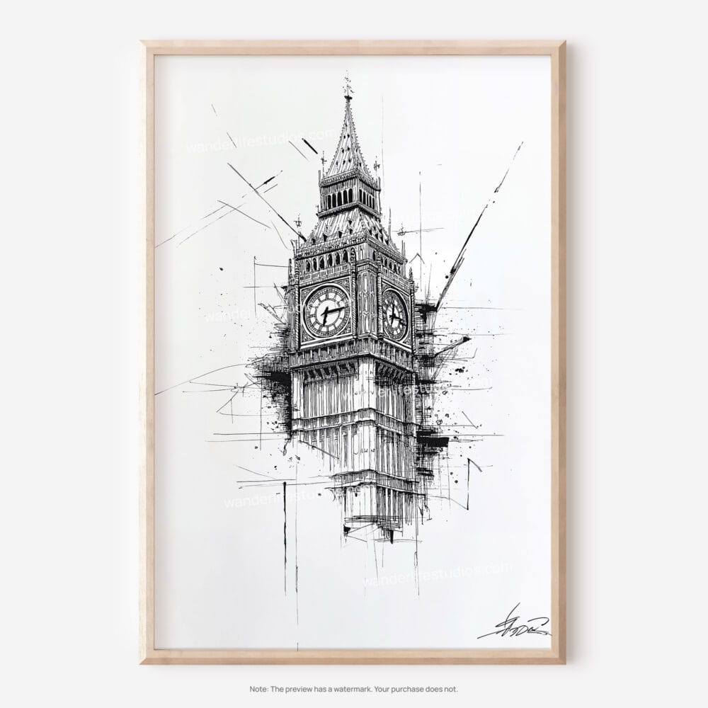 01 - Big Ben Clock Tower Pencil Drawing Art - Digital Downloads - Main.jpg 01 - Big Ben Clock Tower Pencil Drawing Art - Digital Downloads - Main.jpg
