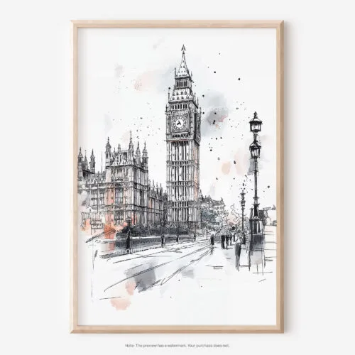 01 - Big Ben Pencil Drawing Art - Digital Downloads - Main.jpg