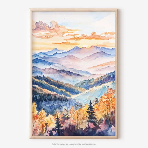 01 - Blue Ridge Mountains Watercolor Art - Digital Downloads - Main.jpg