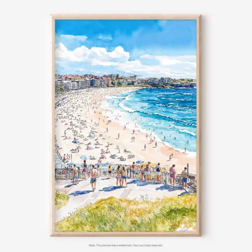 01 - Bondi Beach Watercolor Art - Digital Downloads - Main.jpg