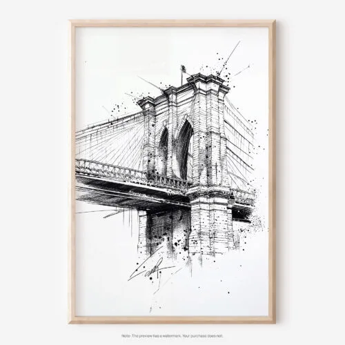 01 - Brooklyn Bridge Pencil Drawing Art - Digital Downloads - Main.jpg
