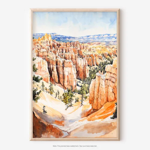 01 - Bryce Canyon National Park Watercolor Art - Digital Downloads - Main.jpg