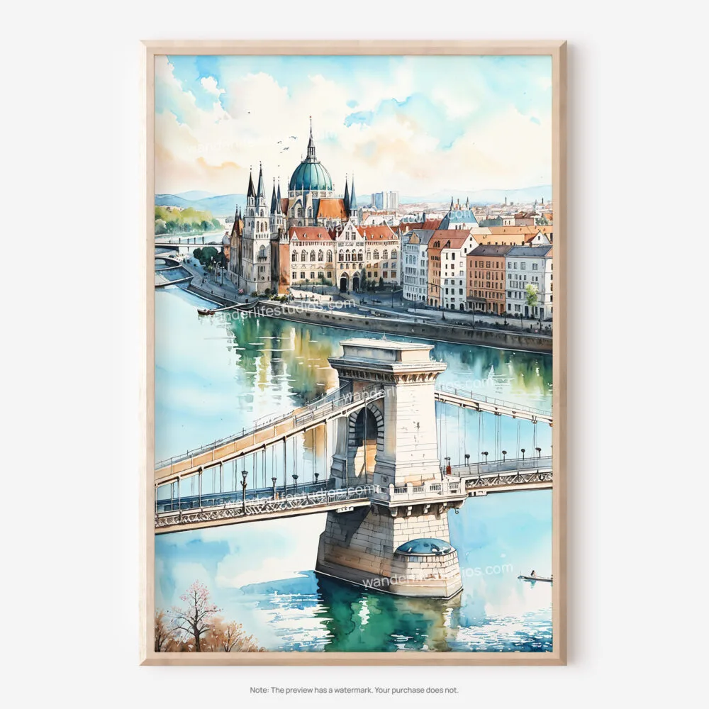 01 - Budapest Hungary Watercolor Art - Digital Downloads - Main.jpg
