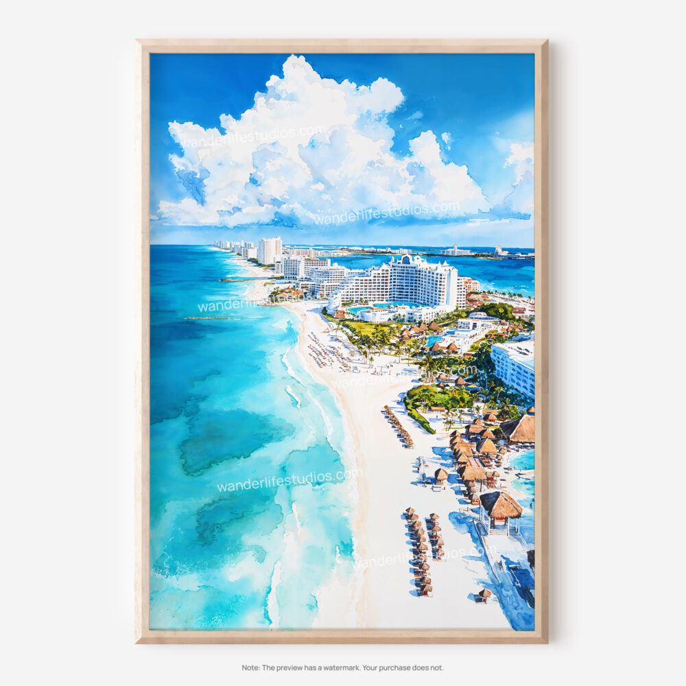 01 - Cancun Mexico Watercolor Art - Digital Downloads - Main.jpg
