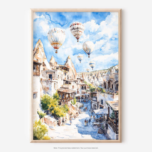 01 - Cappadocia Turkey Watercolor Art - Digital Downloads - Main.jpg