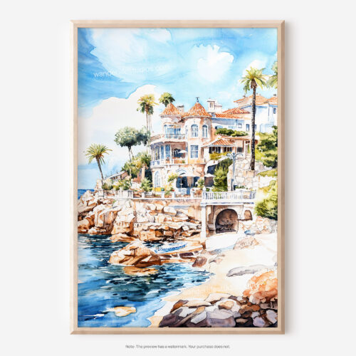 01 - Cascais Portugal Watercolor Art - Digital Downloads - Main.jpg
