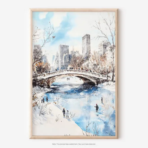 01 - Central Park New York City Watercolor Art - Digital Downloads - Main.jpg