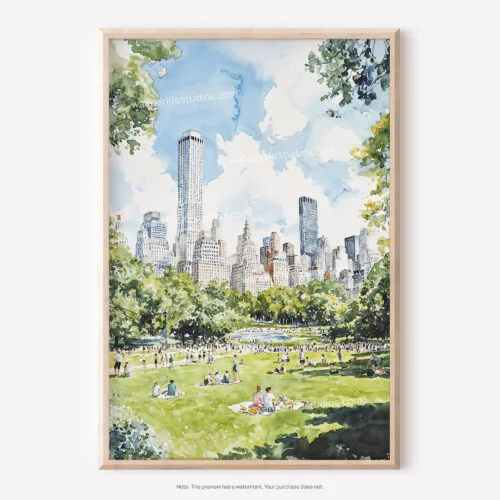 01 - Central Park New York Watercolor Art - Digital Downloads - Main.jpg