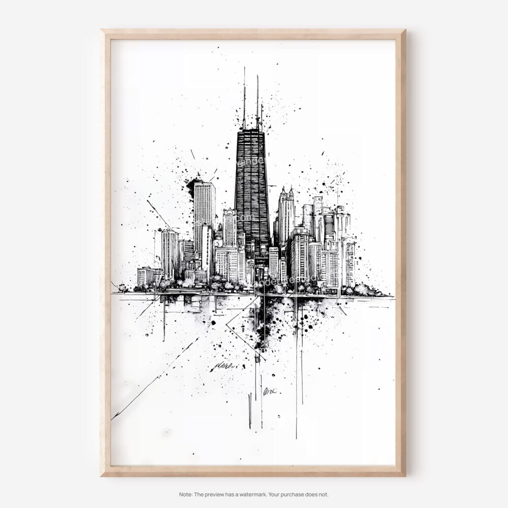 01 - Chicago Pencil Drawing Art - Digital Downloads - Main.jpg