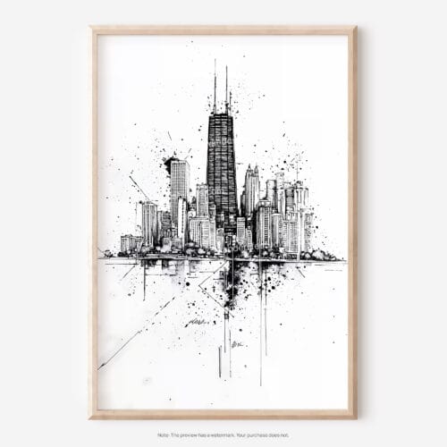 01 - Chicago Pencil Drawing Art - Digital Downloads - Main.jpg