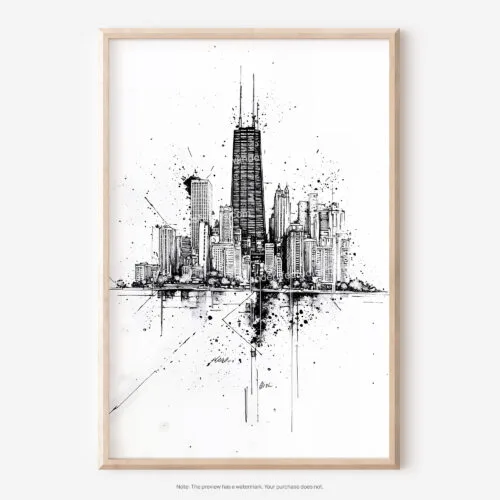01 - Chicago Pencil Drawing Art - Digital Downloads - Main.jpg