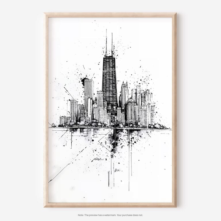 01 - Chicago Pencil Drawing Art - Digital Downloads - Main.jpg