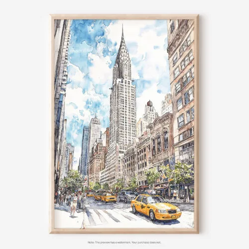 01 - Chrysler Building Watercolor Art - Digital Downloads - Main.jpg