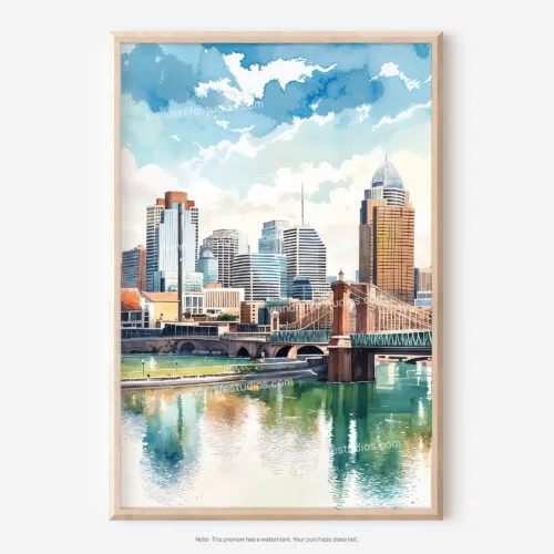 01 - Cincinnati Ohio Watercolor Art - Digital Downloads - Main.jpg