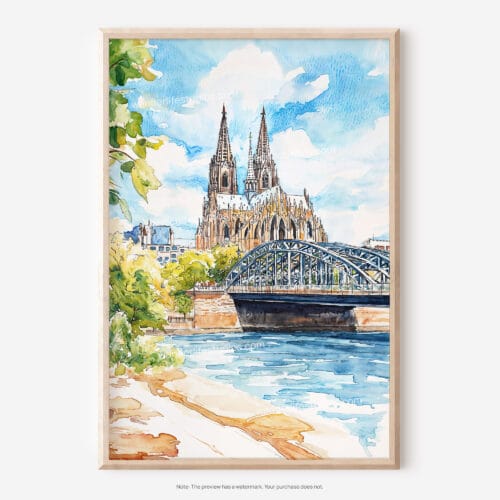 01 - Cologne Cathedral Watercolor Art - Digital Downloads - Main.jpg