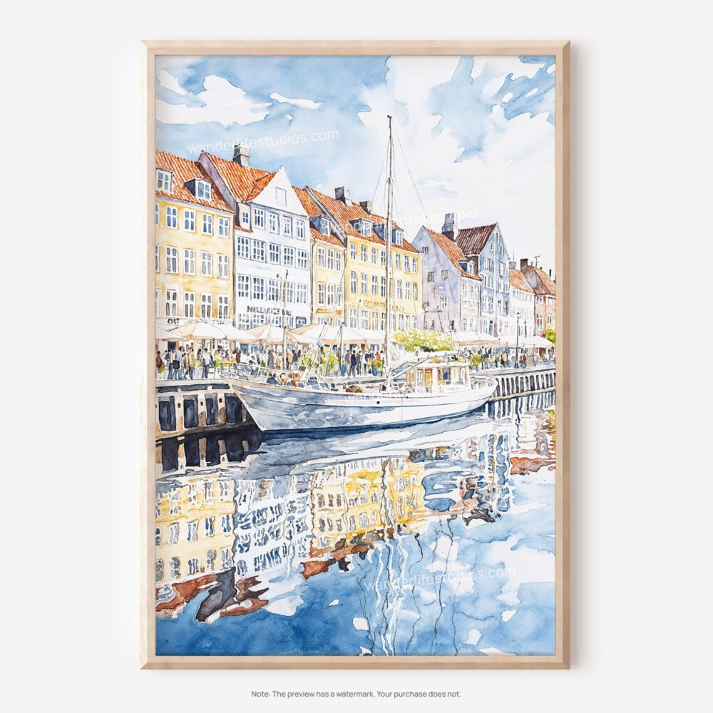 01 - Copenhagen Denmark Watercolor Art - Digital Downloads - Main.jpg