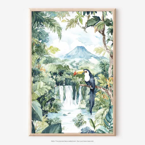 01 - Costa Rica Arenal Vulcano Watercolor Art - Digital Downloads - Main.jpg