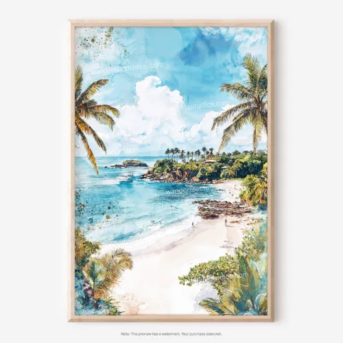 01 - Costa Rica Playa Ventana Watercolor Art - Digital Downloads - Main.jpg