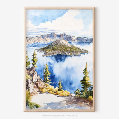 01 - Crater Lake Watercolor Art - Digital Downloads - Main.jpg