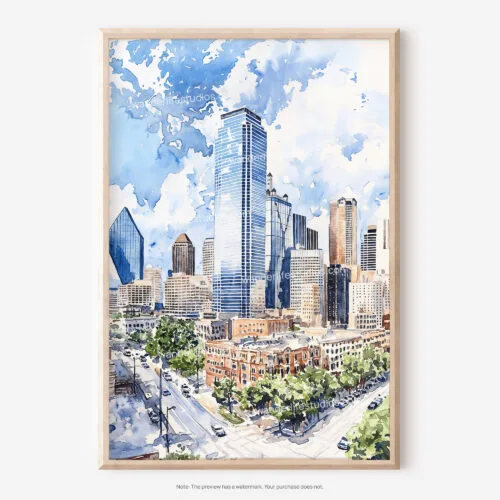 01 - Dallas Texas Watercolor Art - Digital Downloads - Main.jpg