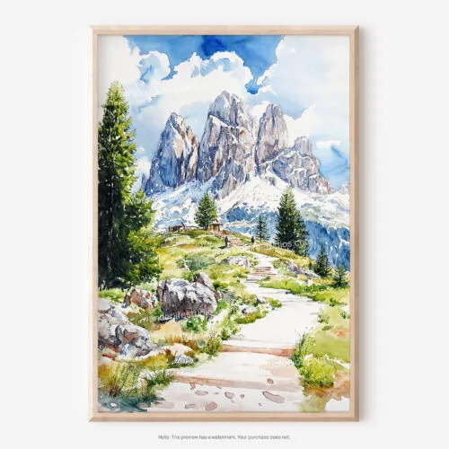 01 - Dolomites Hiking Watercolor Art - Digital Downloads - Main.jpg