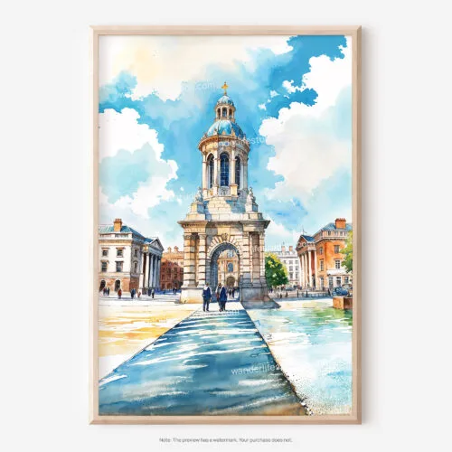 01 - Dublin Trinity College Watercolor Art - Digital Downloads - Main.jpg