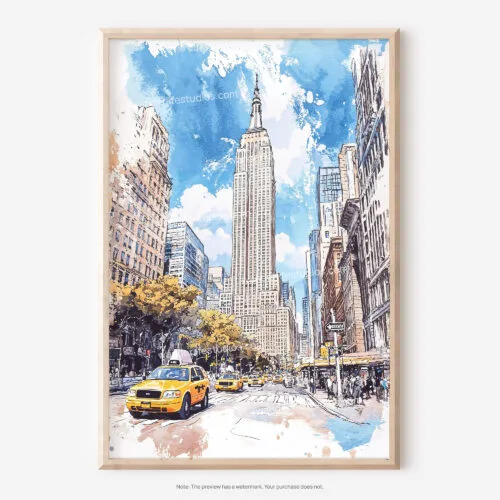 01 - Empire State Building Watercolor Art - Digital Downloads - Main.jpg