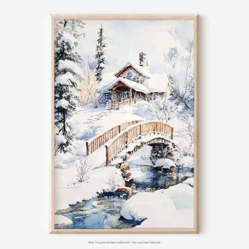 01 - Fairbanks Alaska Winter watercolor Art - Digital Downloads - Main.jpg