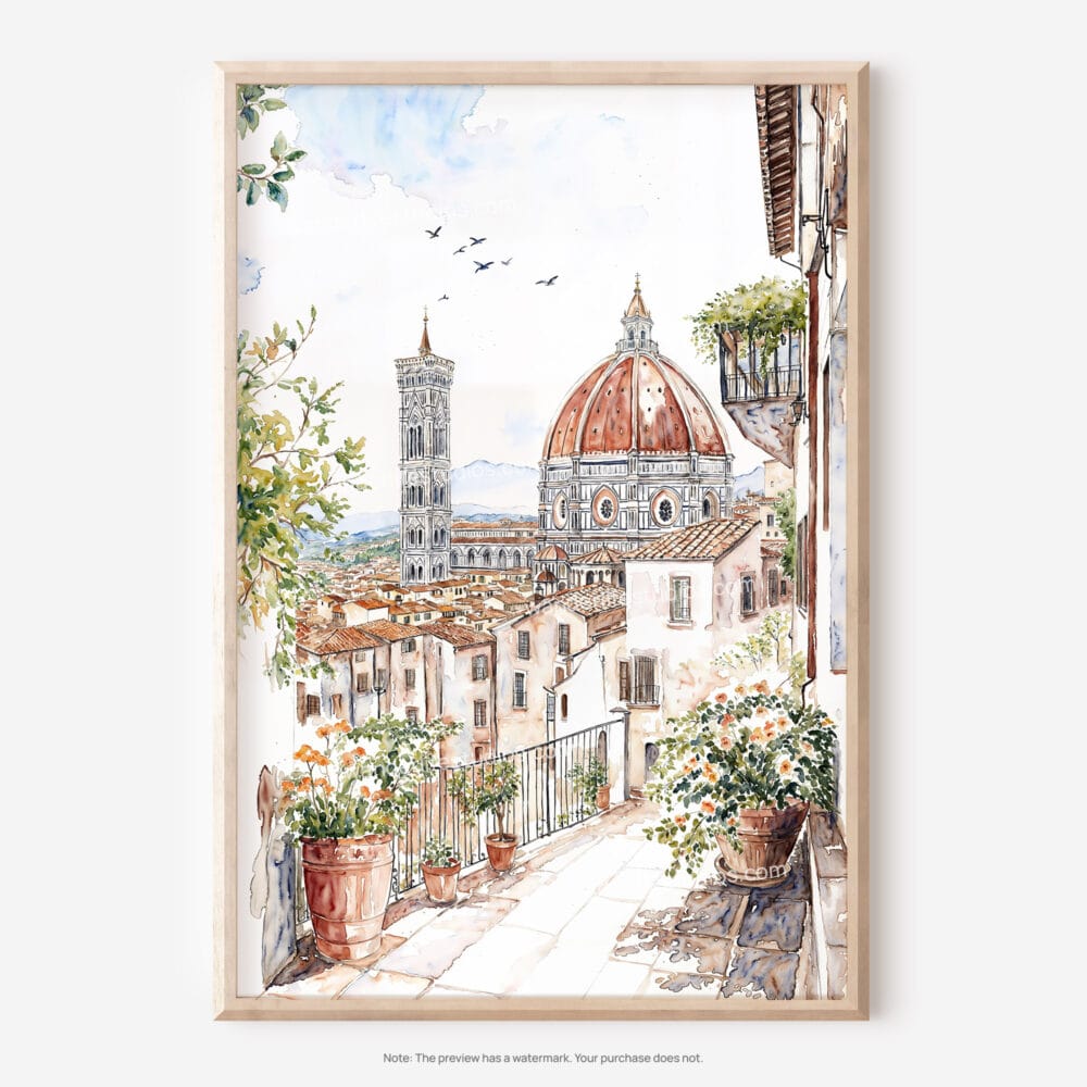 01 - Florence Cathedral Watercolor Art - Digital Downloads - Main.jpg