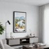 01 - Framed Adirondack Mountains Watercolor Canvas Print - Contemporary Living Room.jpg