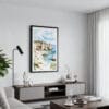 01 - Framed Algarve Beach Watercolor Canvas Print - Contemporary Living Room.jpg