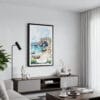 01 - Framed Algarve Portugal Watercolor Canvas Print - Contemporary Living Room.jpg