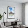 01 - Framed Angkor Wat Cambodia Watercolor Canvas Print - Contemporary Living Room.jpg