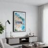 01 - Framed Atrani Italy Watercolor Canvas Print - Contemporary Living Room.jpg