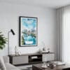 01 - Framed Austin Texas Watercolor Canvas Print - Contemporary Living Room.jpg