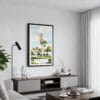 01 - Framed Balboa Park California Tower Watercolor Canvas Print - Contemporary Living Room.jpg