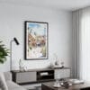 01 - Framed Barcelona Park Guell - Watercolor Canvas Print - Contemporary Living Room.jpg