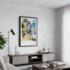01 - Framed Batu Caves Watercolor Canvas Print - Contemporary Living Room.jpg
