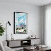 01 - Framed Beijing Skyline Watercolor Canvas Print - Contemporary Living Room.jpg