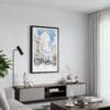 01 - Framed Berlin Watercolor Canvas Print - Contemporary Living Room.jpg