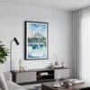 01 - Framed Blue Mosque Watercolor Canvas Print - Contemporary Living Room.jpg