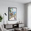 01 - Framed Bogota Colombia Watercolor Canvas Print - Contemporary Living Room.jpg