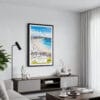 01 - Framed Bondi Beach Watercolor Canvas Print - Contemporary Living Room.jpg
