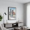 01 - Framed Boston Harbor Watercolor Canvas Print - Contemporary Living Room.jpg