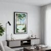 01 - Framed Brisbane Streets Beach Watercolor Canvas Print - Contemporary Living Room.jpg
