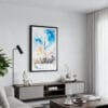 01 - Framed Burj Khalifa Dubai Watercolor Canvas Print - Contemporary Living Room.jpg
