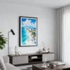 01 - Framed Cancun Mexico Watercolor Canvas Print - Contemporary Living Room.jpg